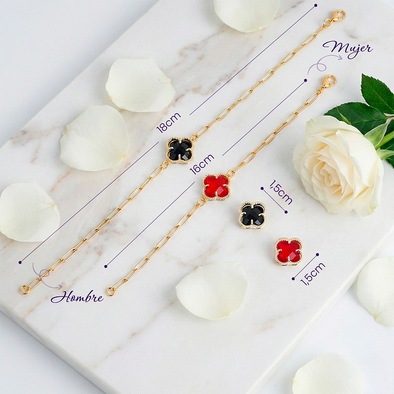 Pulsera para parejas de Trébol en Acero Inoxidable / aura 4