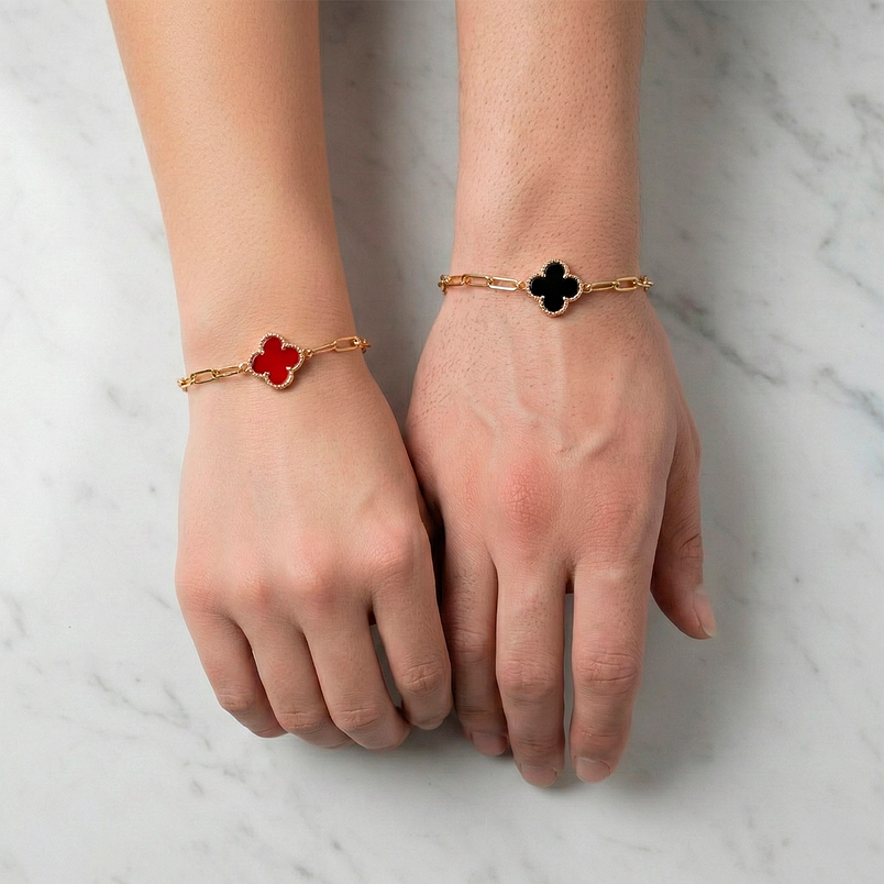 Pulsera para parejas de Trébol en Acero Inoxidable / aura 5