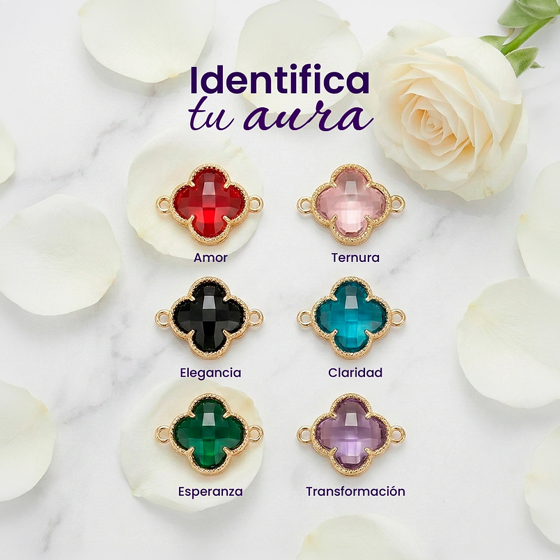 Pulsera para parejas de Trébol en Acero Inoxidable / aura 2