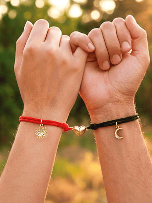 Pulseras para parejas de sol y luna con dijes en circón