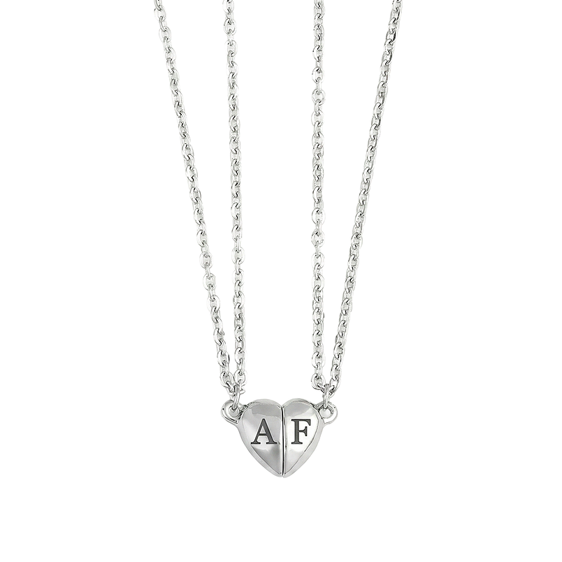 Collares para parejas corazón imantado y grabado personalizado 1