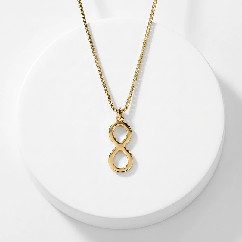 Collar de acero inoxidable para parejas con dije de infinito  3