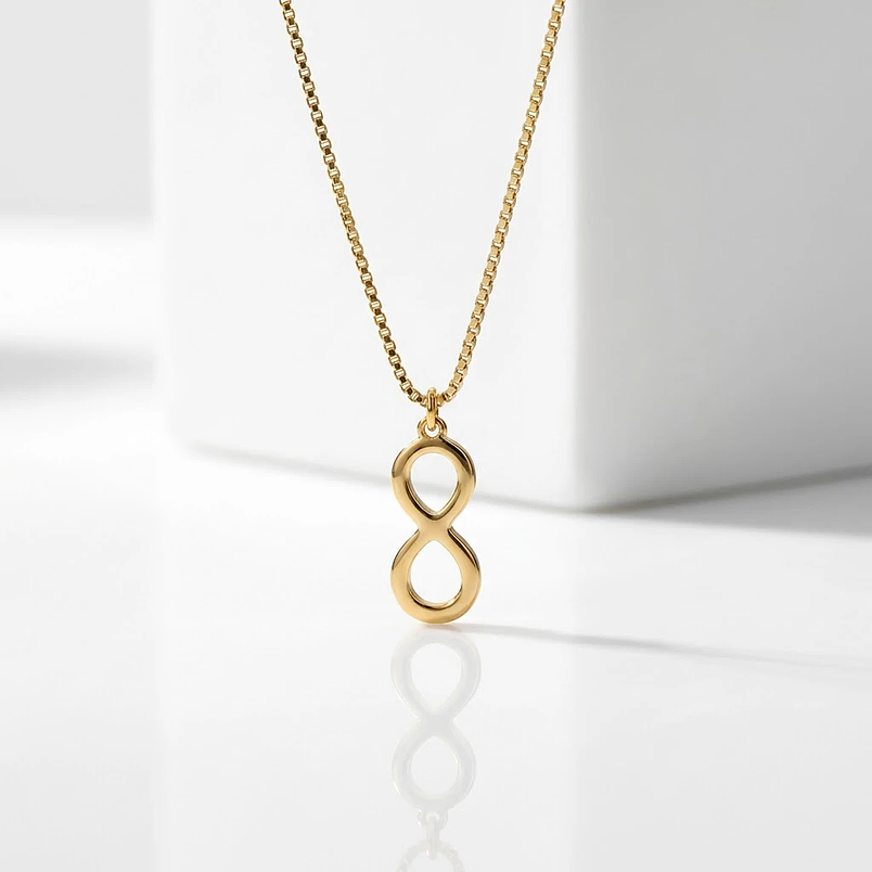 Collar de acero inoxidable para parejas con dije de infinito  4