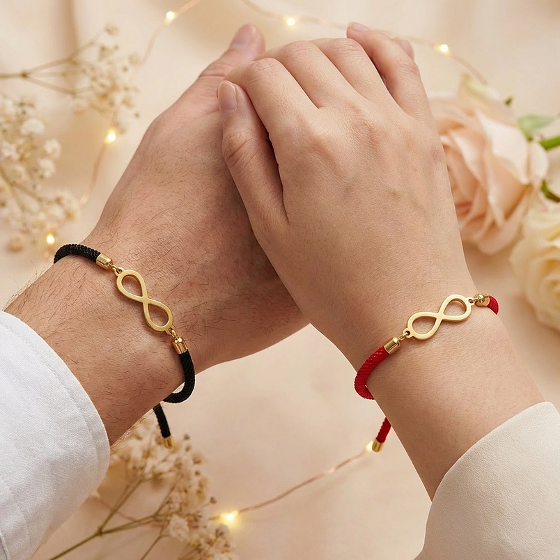 Pulseras parejas con dije de infinito en acero  2