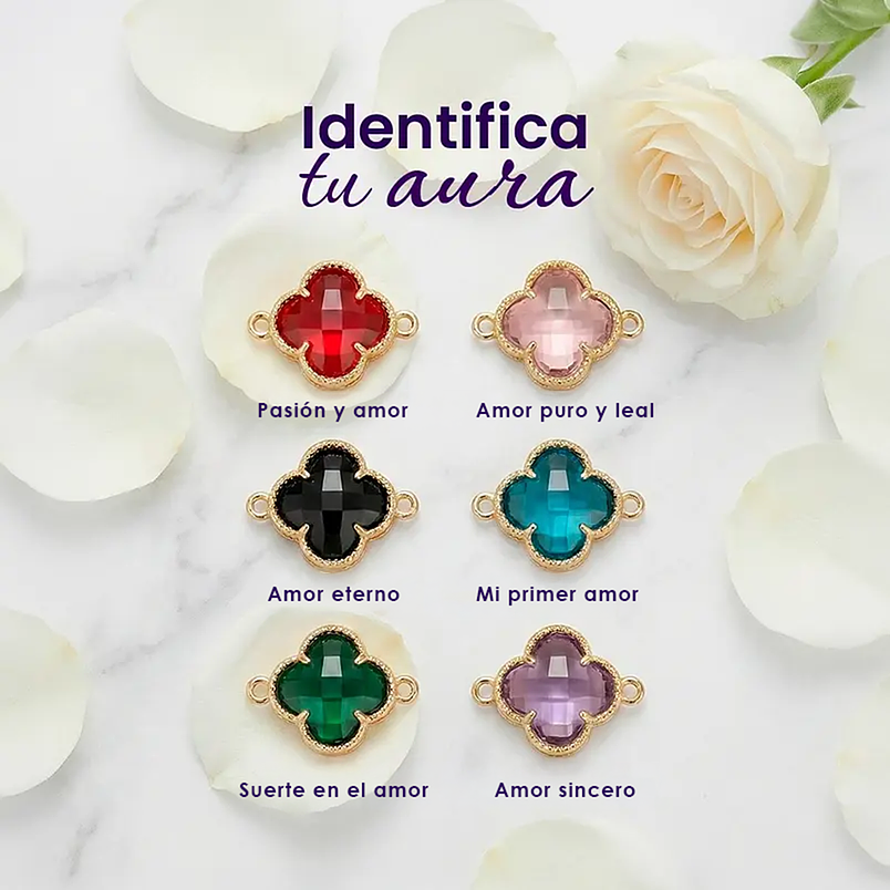 Pulsera para parejas de Trébol en Acero Inoxidable / aura 2