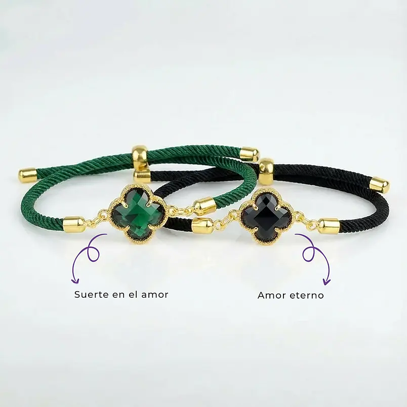 Pulseras perzonalizadas para pareja forma de trebol / Aura 1