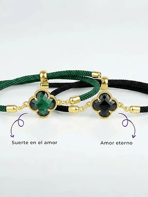 Pulseras perzonalizadas para pareja forma de trebol / Aura