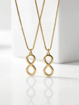 Collar de acero inoxidable para parejas con dije de infinito 