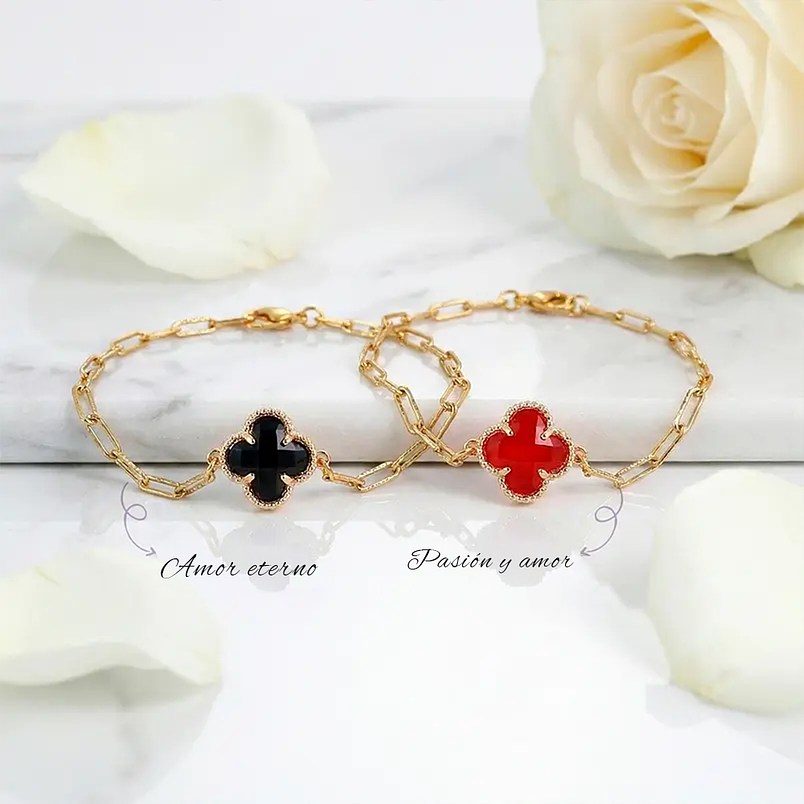 Pulsera para parejas de Trébol en Acero Inoxidable / aura 1