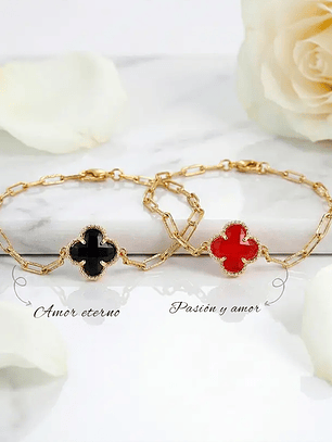 Pulsera para parejas de Trébol en Acero Inoxidable / aura