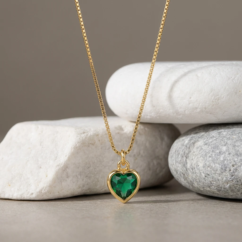 Collar Corazón de Cristal Facetado personalizable Acero Inoxidable 1