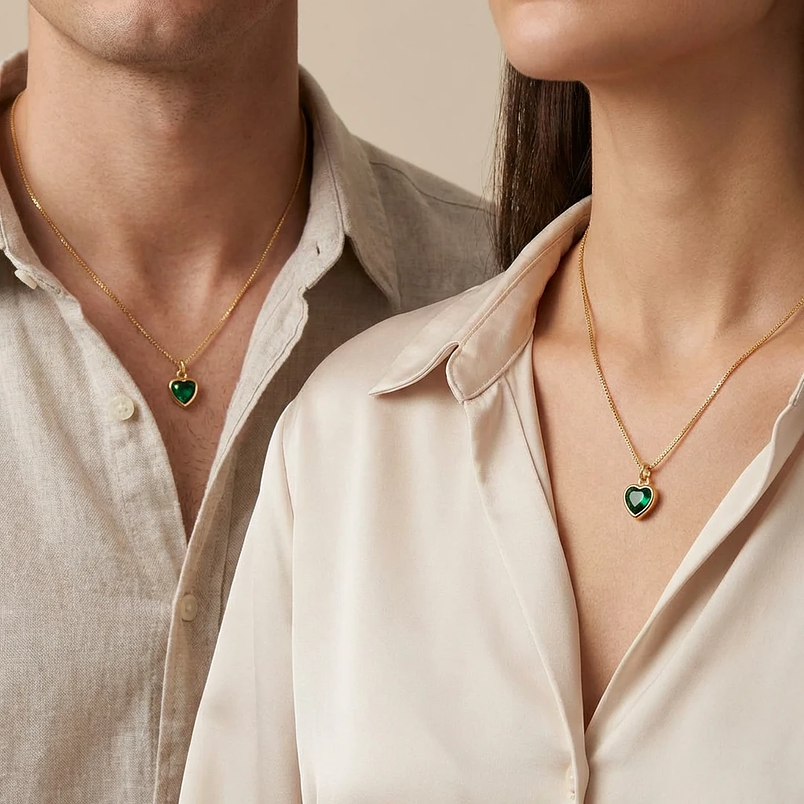 Collar Corazón de Cristal Facetado personalizable Acero Inoxidable 2