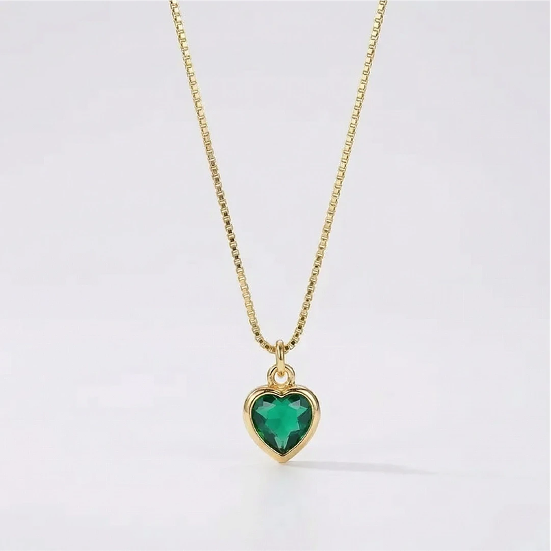 Collar Corazón de Cristal Facetado personalizable Acero Inoxidable 3