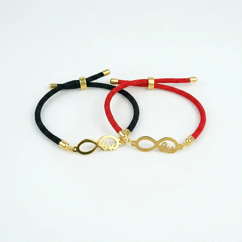 Pulseras parejas con dije de infinito en acero | Vínculo 3