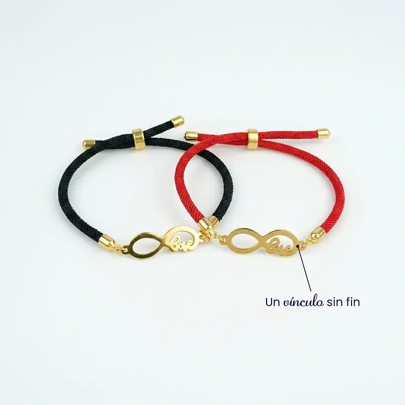 Pulseras parejas con dije de infinito en acero | Vínculo 4