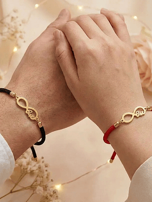 Pulseras parejas con dije de infinito en acero | Vínculo
