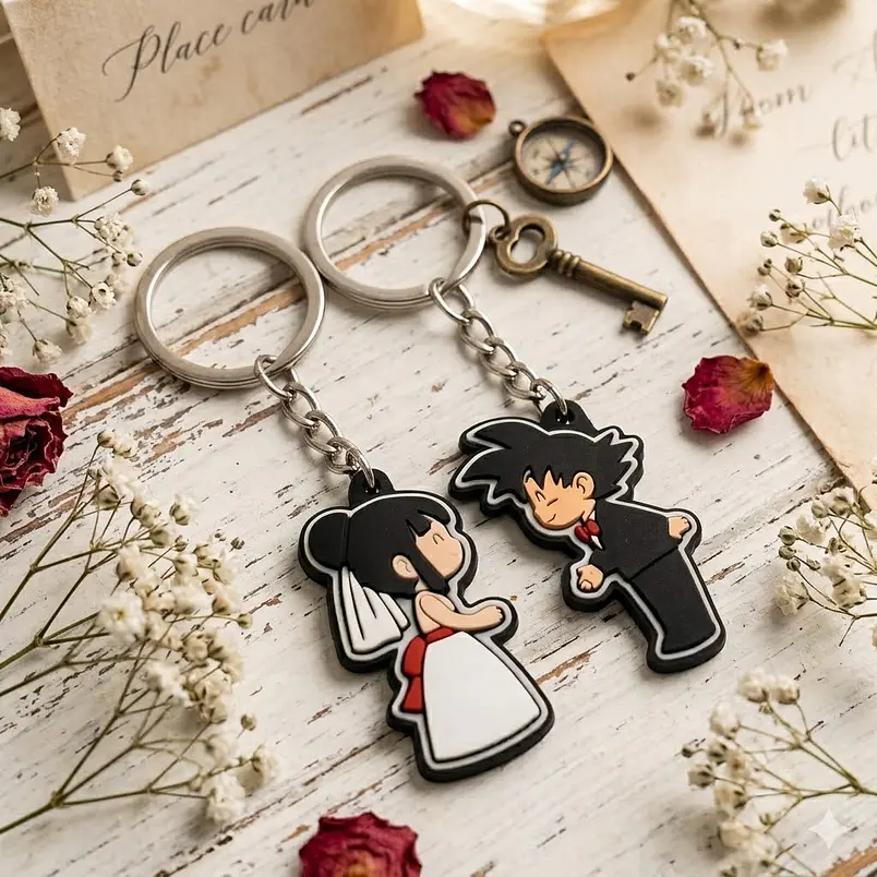 Llaveros para parejas de Goku y Milk casados 2