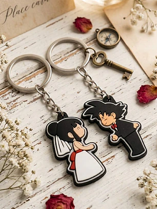 Llaveros para parejas de Goku y Milk casados