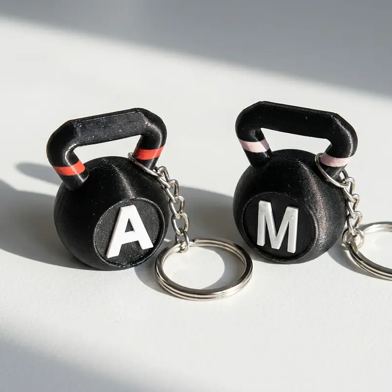 Llavero Kettlebell 3D Personalizado con Inicial | Regalo Gym CrossFit Fitness  1