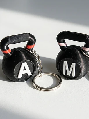 Llavero Kettlebell 3D Personalizado con Inicial | Regalo Gym CrossFit Fitness 