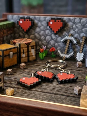 Llavero Corazón Minecraft 3D Pixel Art