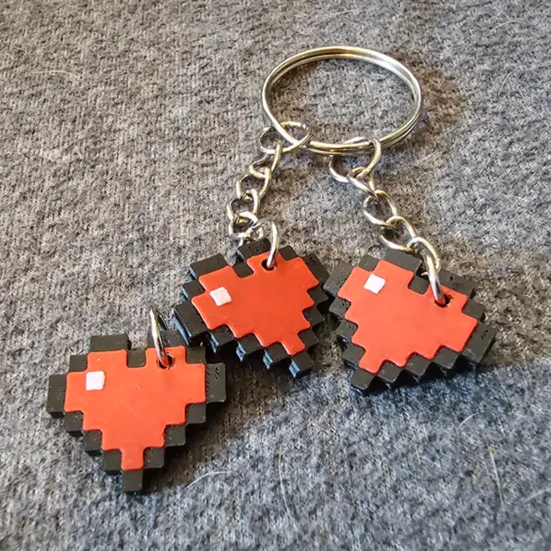 Llavero Corazón Minecraft 3D Pixel Art 3