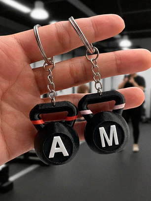 Llavero Kettlebell 3D Personalizado con Inicial | Regalo Gym CrossFit Fitness 