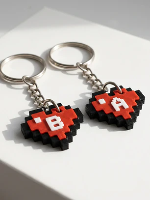 Llaveros para parejas Corazón Minecraft Pixel Art