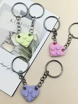 Llaveros para parejas lego corazón 