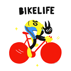 Ilustración Bike Life por Cuantasconstanzas con marco