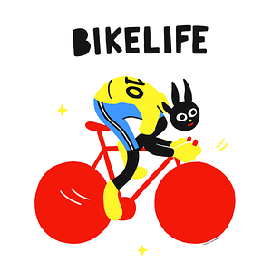 Ilustración enmarcada Bike Life por Cuantasconstanzas