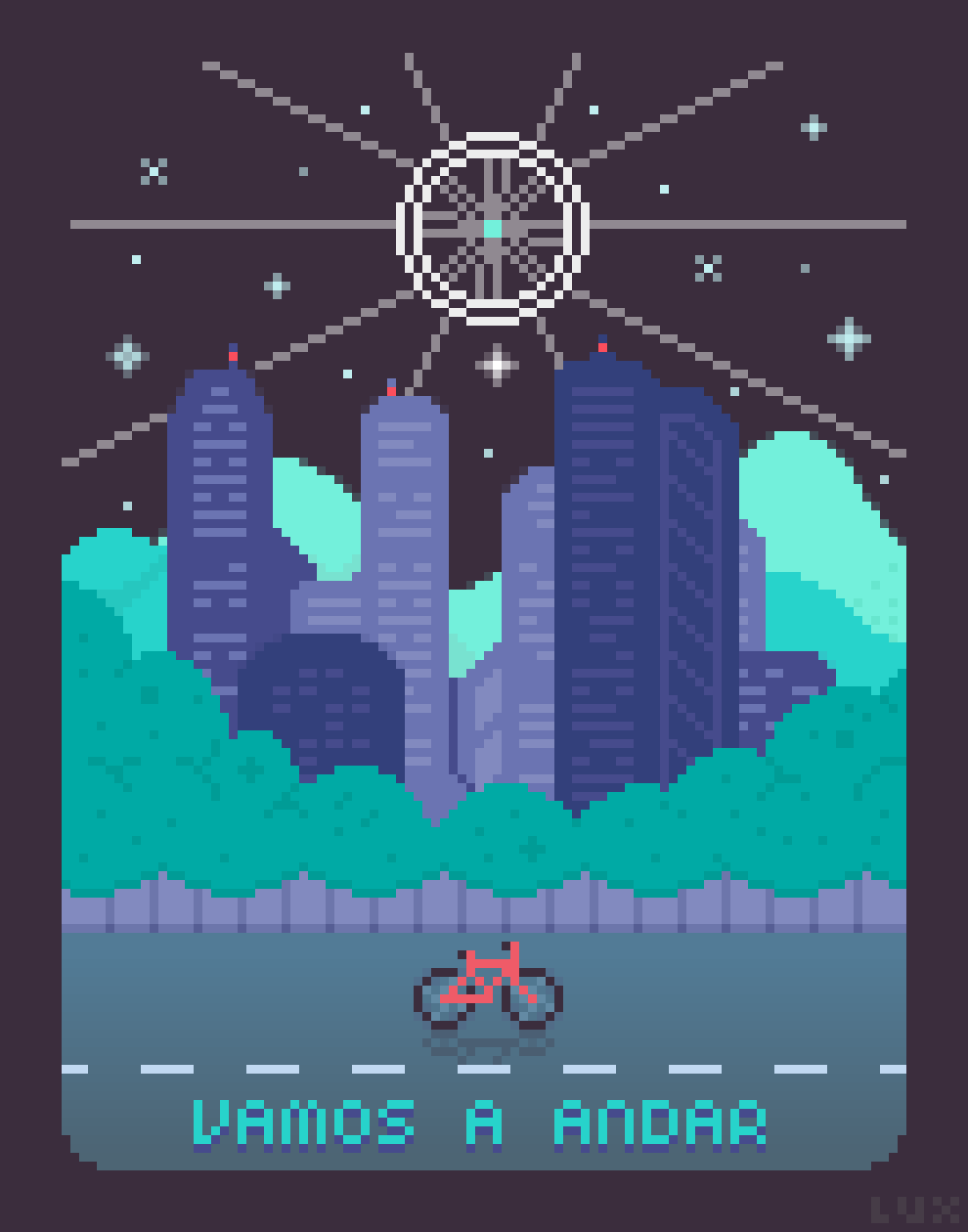 Ilustración enmarcada Pixel Bike por Luca Rebori 1