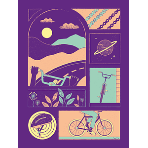 Ilustración enmarcada Planet Bike por Sandrine Anne