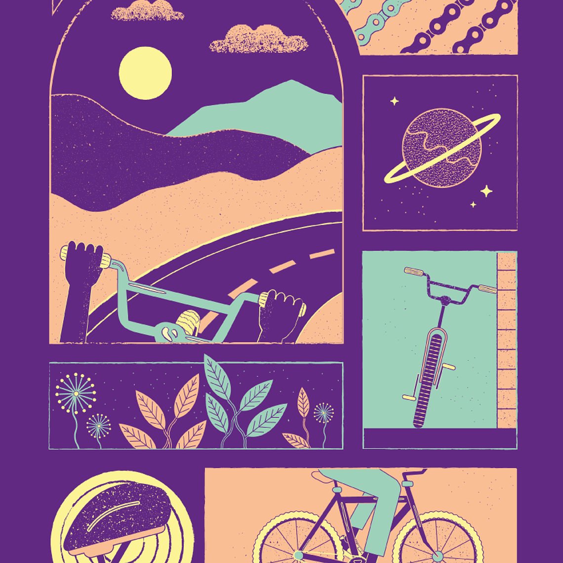 Ilustración enmarcada Planet Bike por Sandrine Anne 1