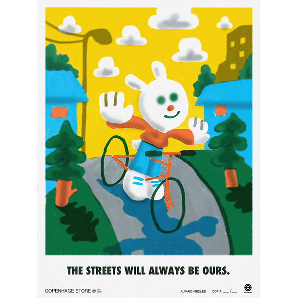 Ilustración enmarcada Flying Bike por Alvaro Ardiles 