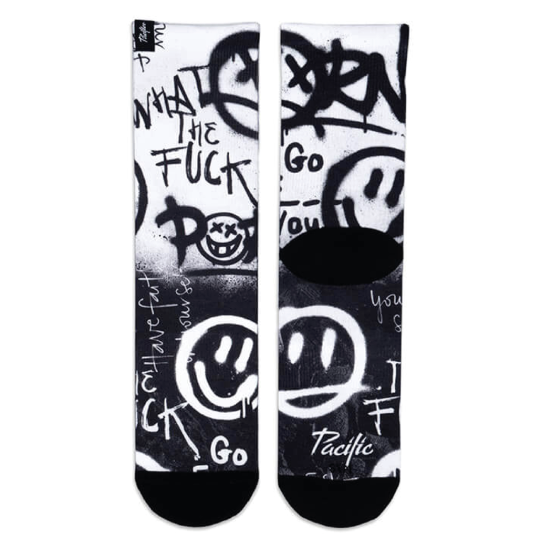 Medias estampadas Pacific - Acid blanco y negro 1