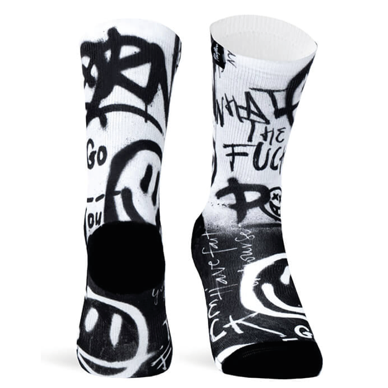 Medias estampadas Pacific - Acid blanco y negro 2