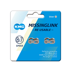Eslabón de cadena 7 y 8 velocidades KMC - Silver