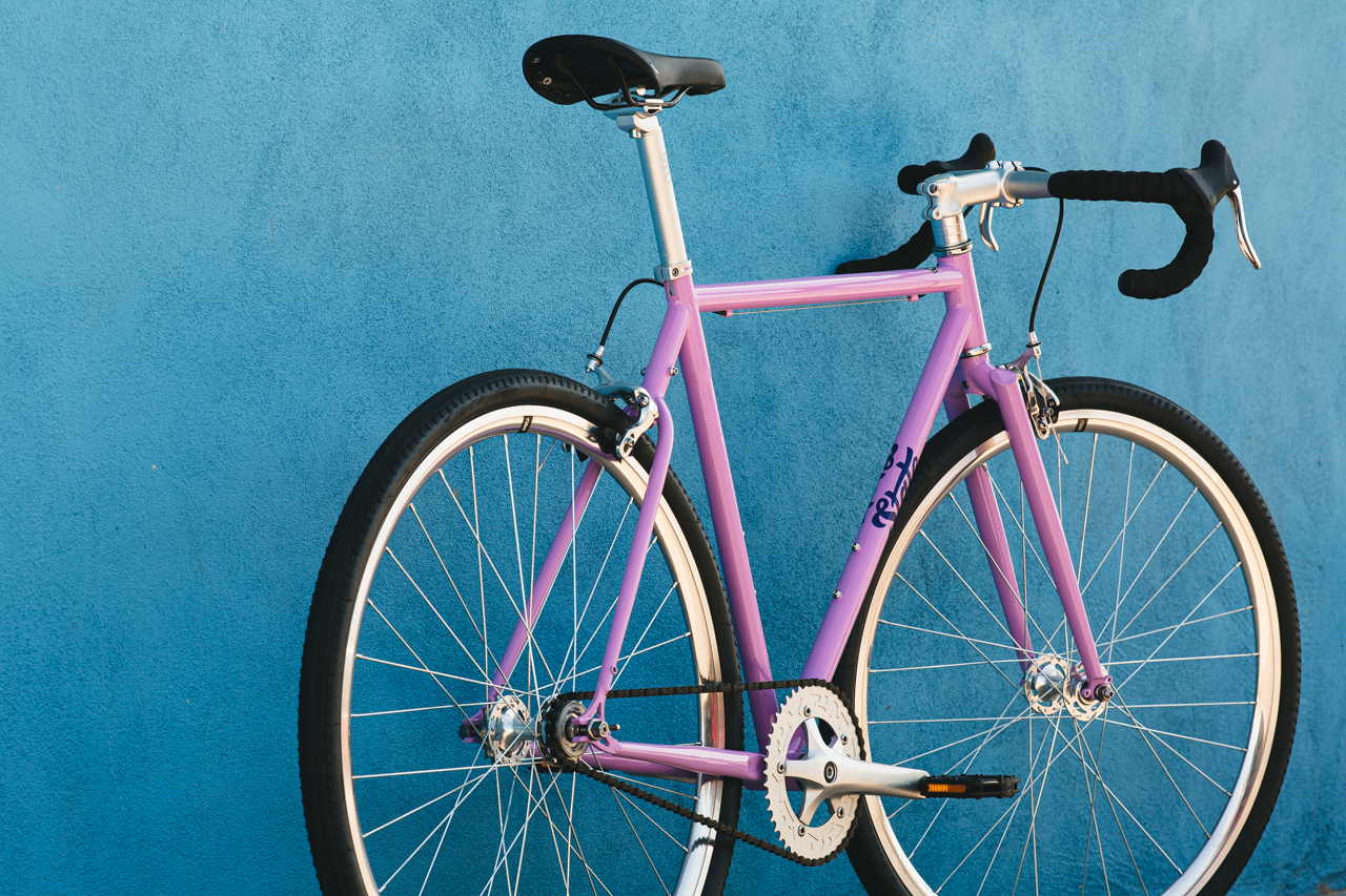 Bicicleta tracklocross 4130 Chromoly Purple - Fijo y libre 14