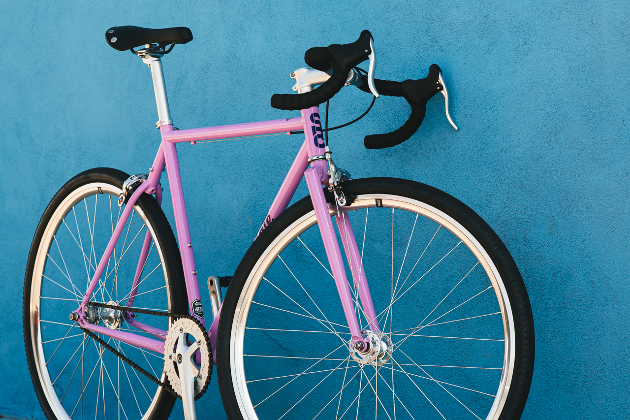 Bicicleta tracklocross 4130 Chromoly Purple - Fijo y libre 15