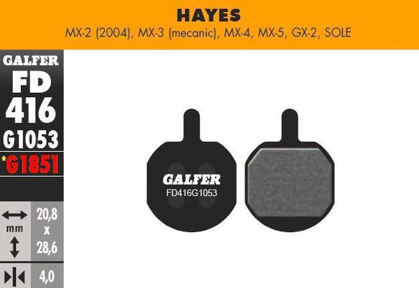 Pastillas Galfer Hayes Mx-2, 3, 4, Gx-2 sole