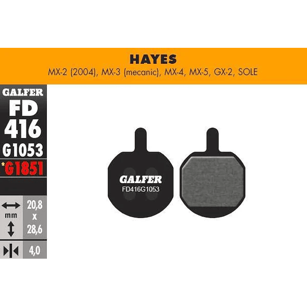 Pastillas Galfer Hayes Mx-2, 3, 4, Gx-2 , sole  