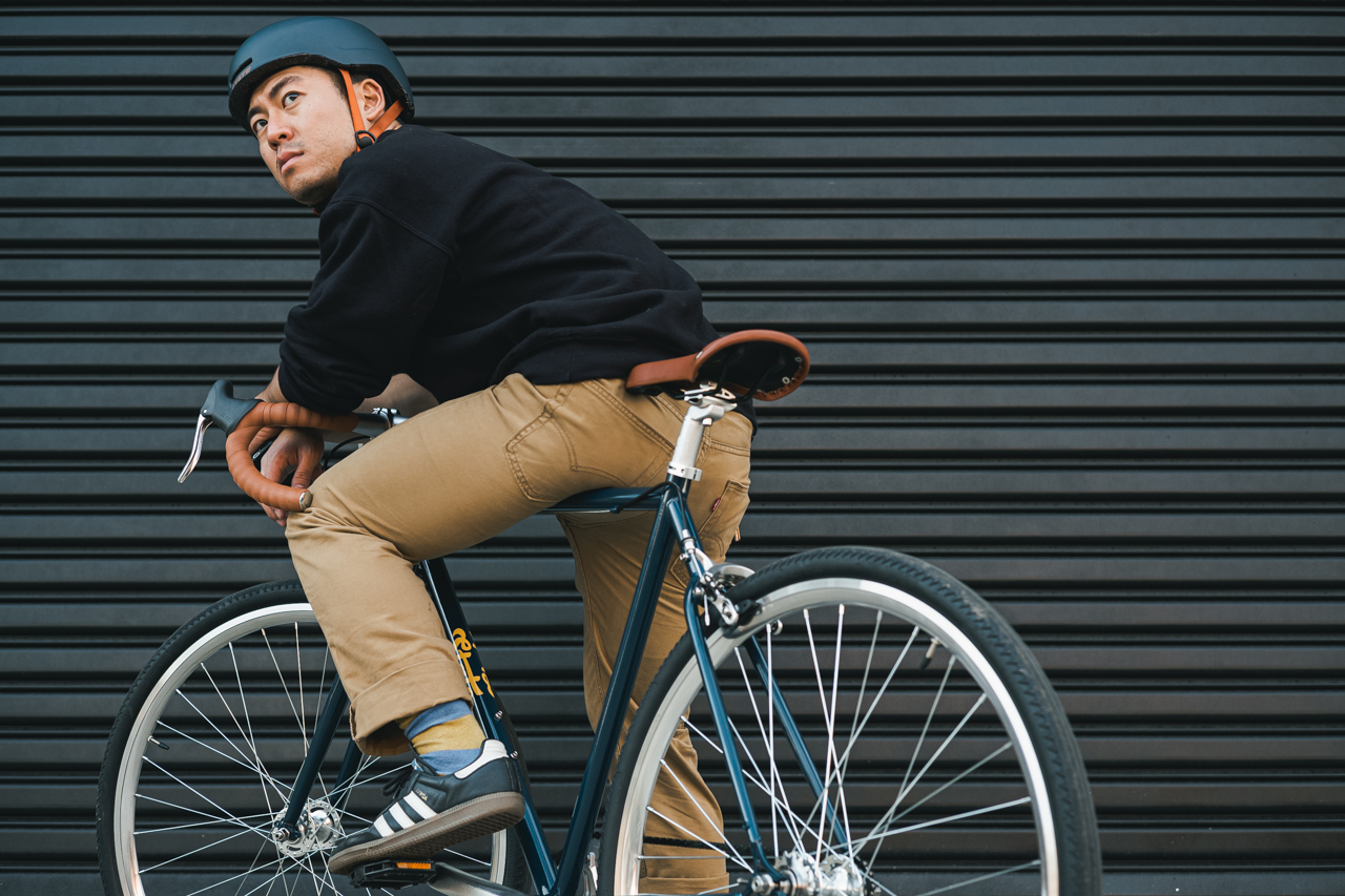 Bicicleta tracklocross 4130 Chromoly Navy Gold - Fijo y libre- Drop Bar 6