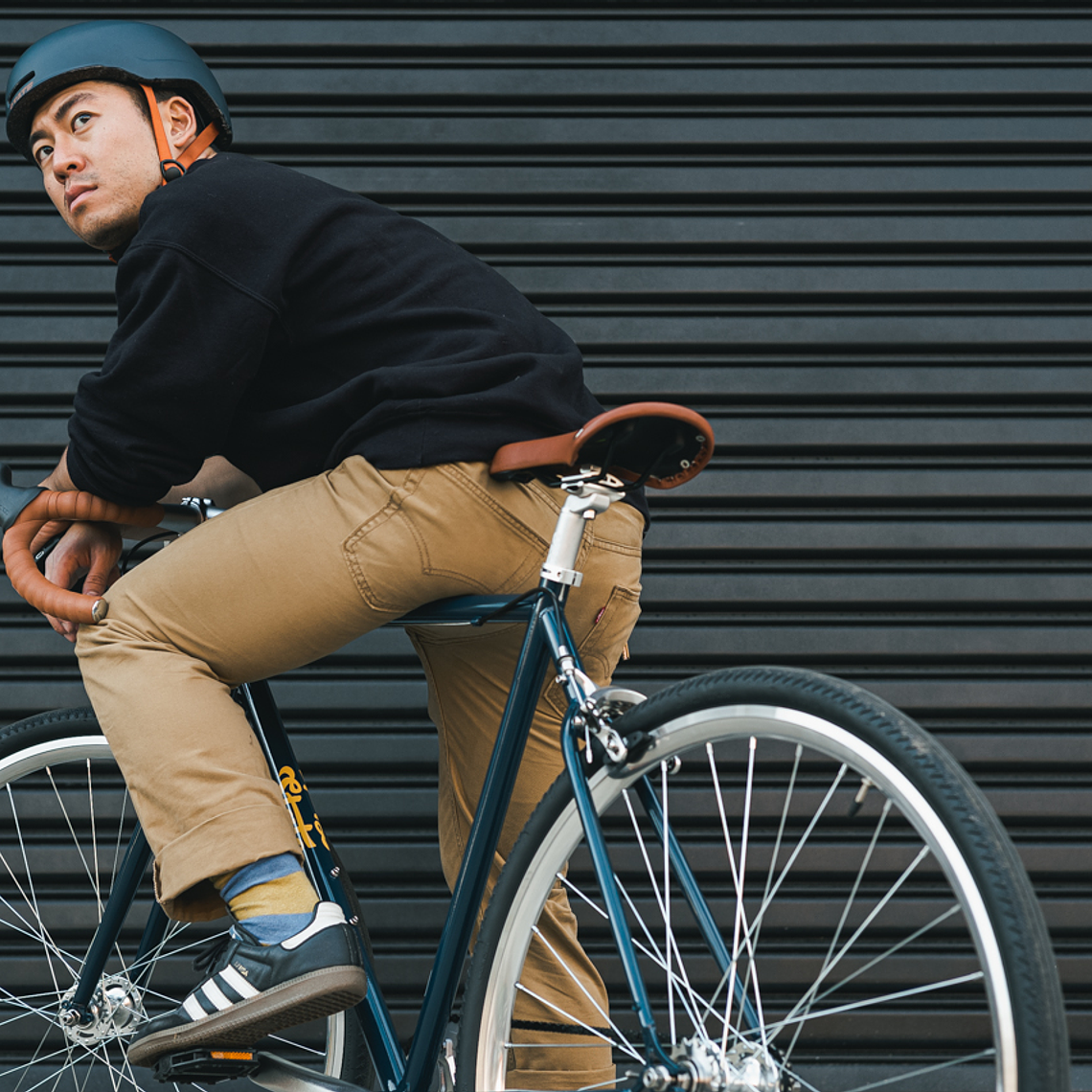 Bicicleta tracklocross 4130 Chromoly Navy Gold - Fijo y libre- Drop Bar 6