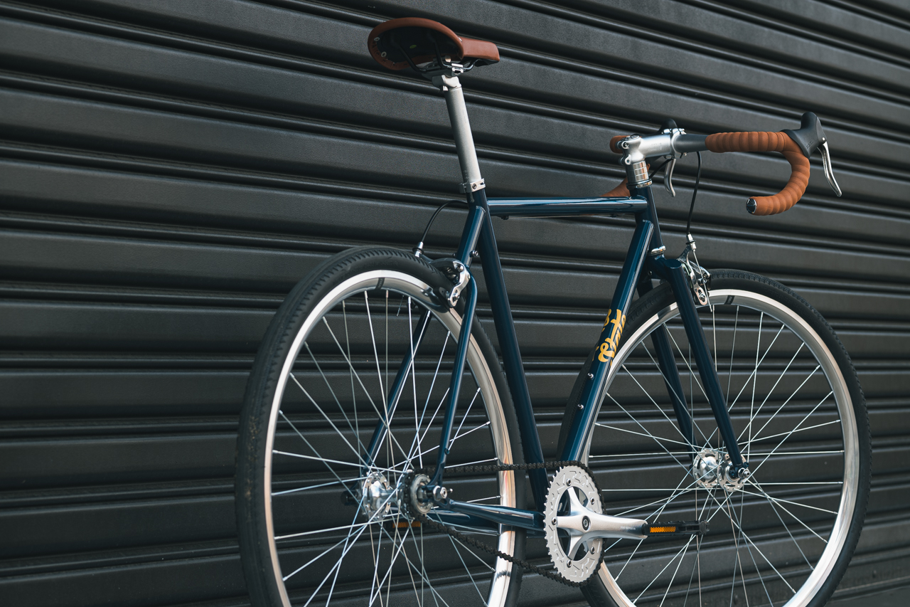 Bicicleta tracklocross 4130 Chromoly Navy Gold - Fijo y libre- Drop Bar 14