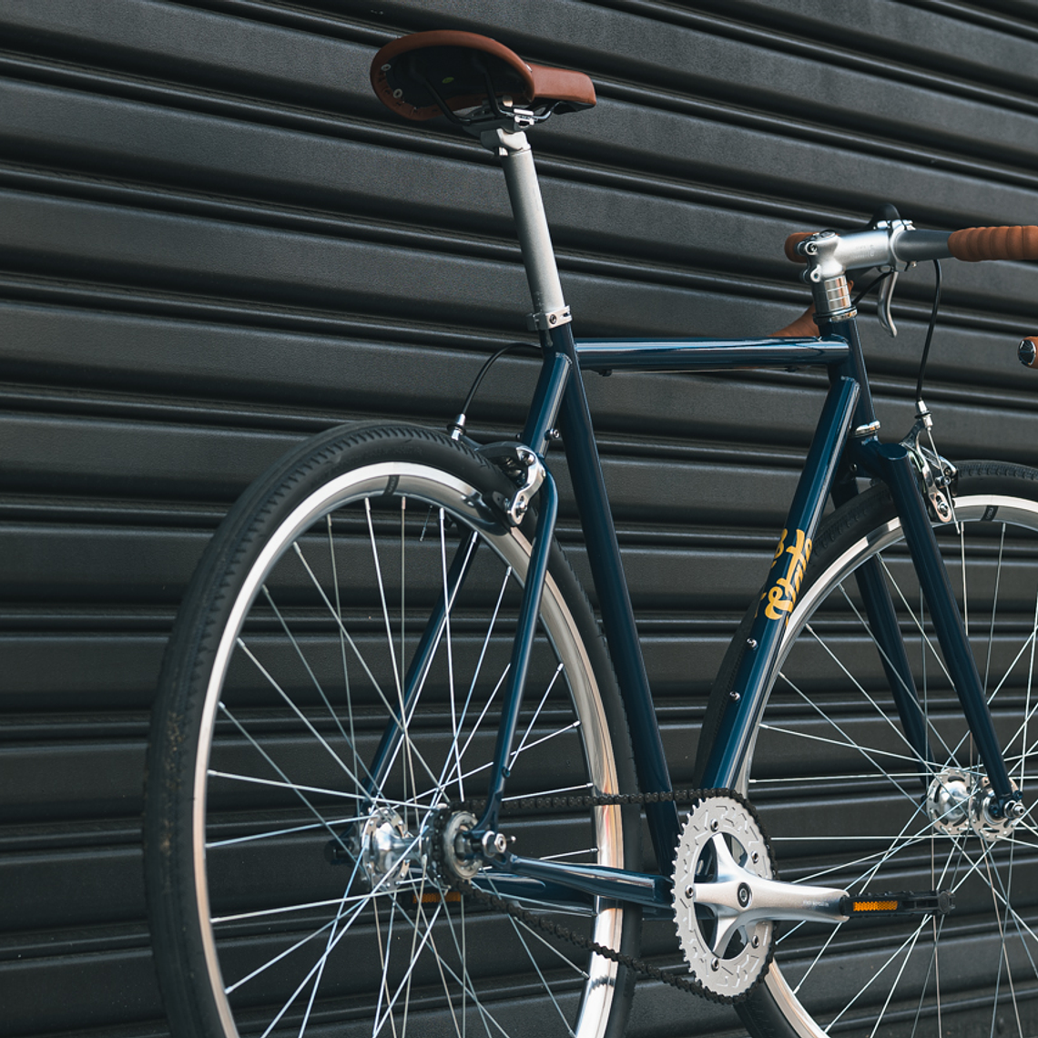 Bicicleta tracklocross 4130 Chromoly Navy Gold - Fijo y libre- Drop Bar 14