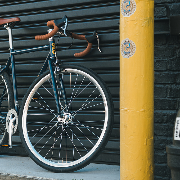 Bicicleta tracklocross 4130 Chromoly Navy Gold - Fijo y libre- Drop Bar 15