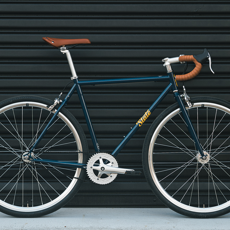 Bicicleta tracklocross 4130 Chromoly Navy Gold - Fijo y libre- Drop Bar 16