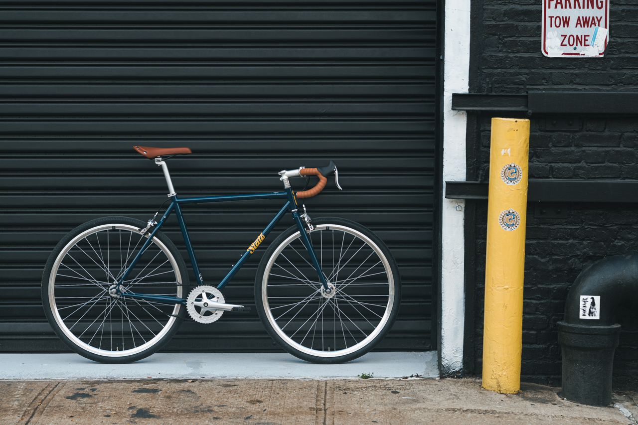 Bicicleta tracklocross 4130 Chromoly Navy Gold - Fijo y libre- Drop Bar 17