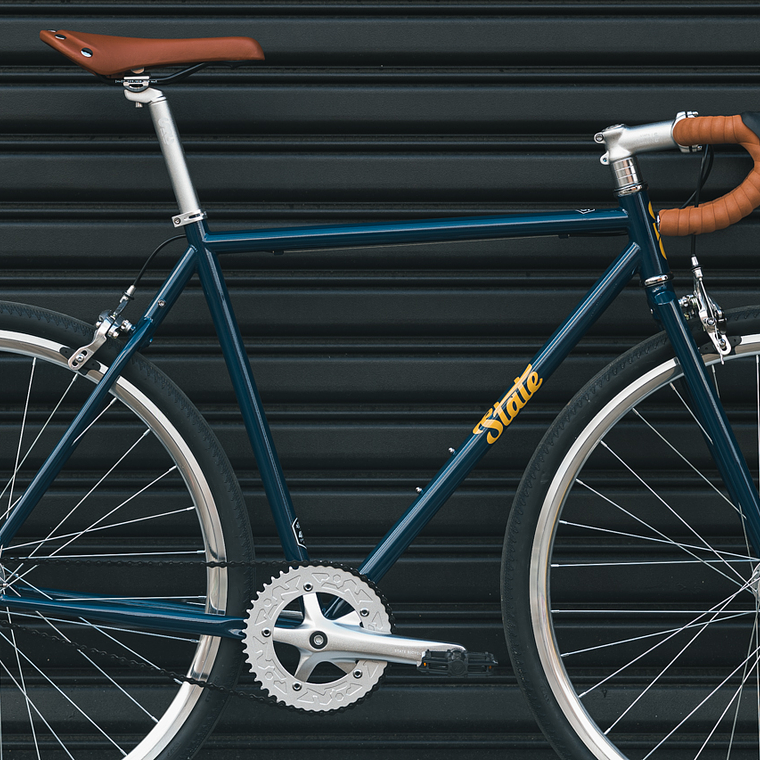 Bicicleta tracklocross 4130 Chromoly Navy Gold - Fijo y libre- Drop Bar 18